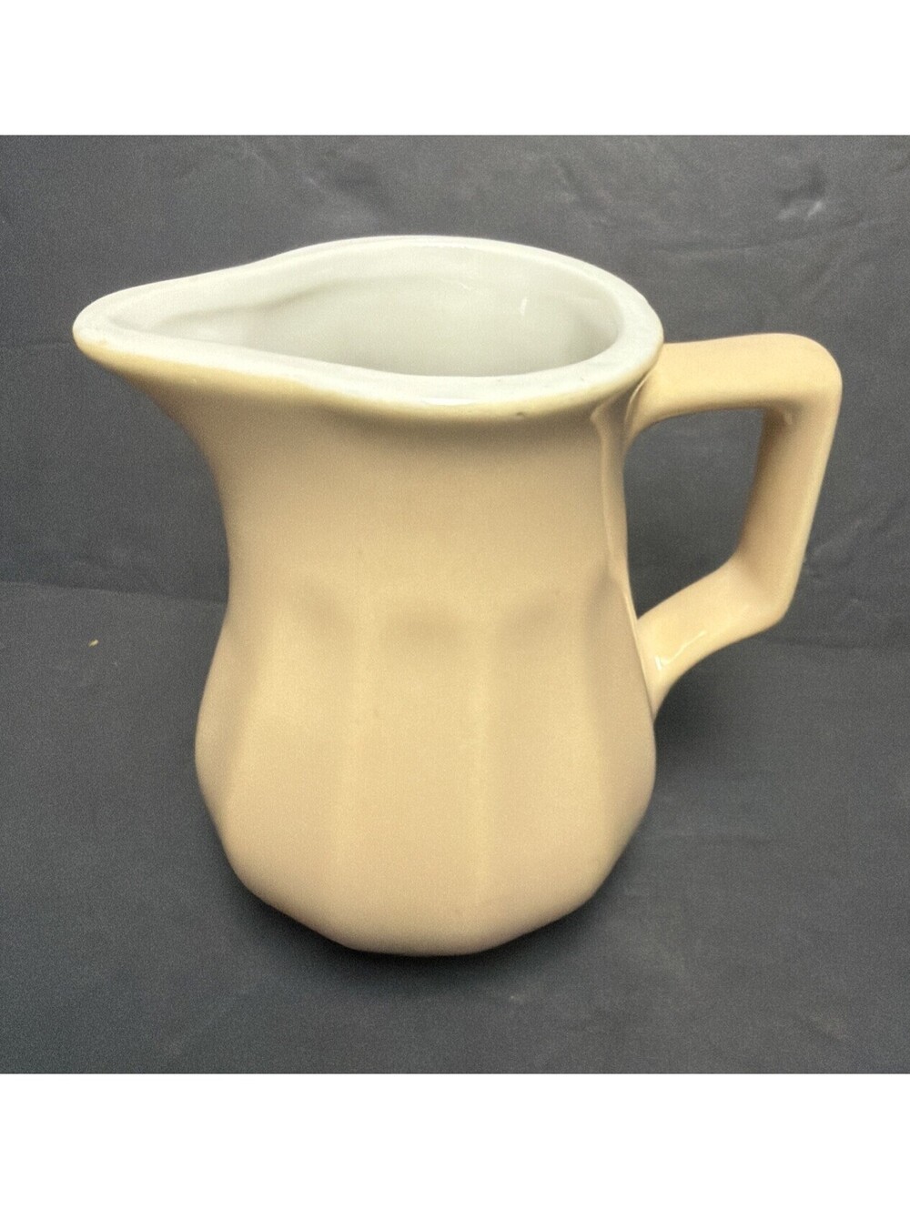 Hall Pottery Individual Creamer with Beige Glaze Restaurant Ware Sturdy Pitcher